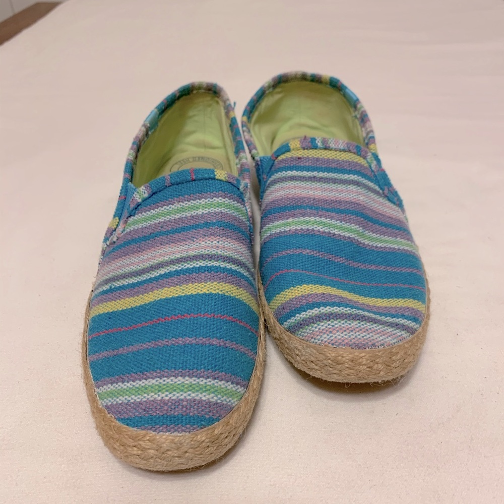 Keds blue and multi colour stripe flats size 9M